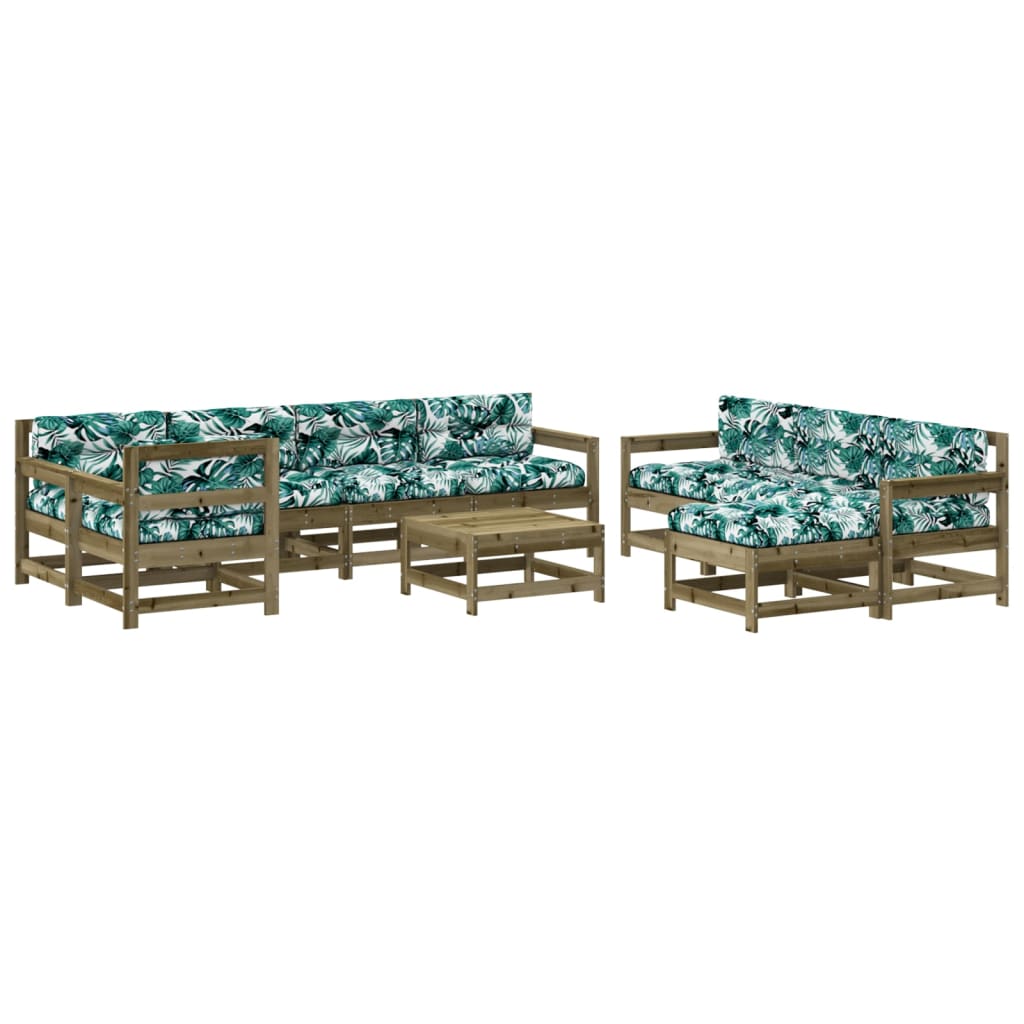 Set Divani da Giardino 10 pz con Cuscini Legno Impregnato Pino - homemem39