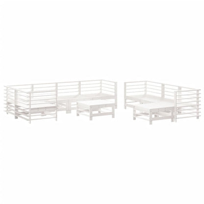 Set Divani da Giardino 10 pz con Cuscini Legno Massello Bianco - homemem39