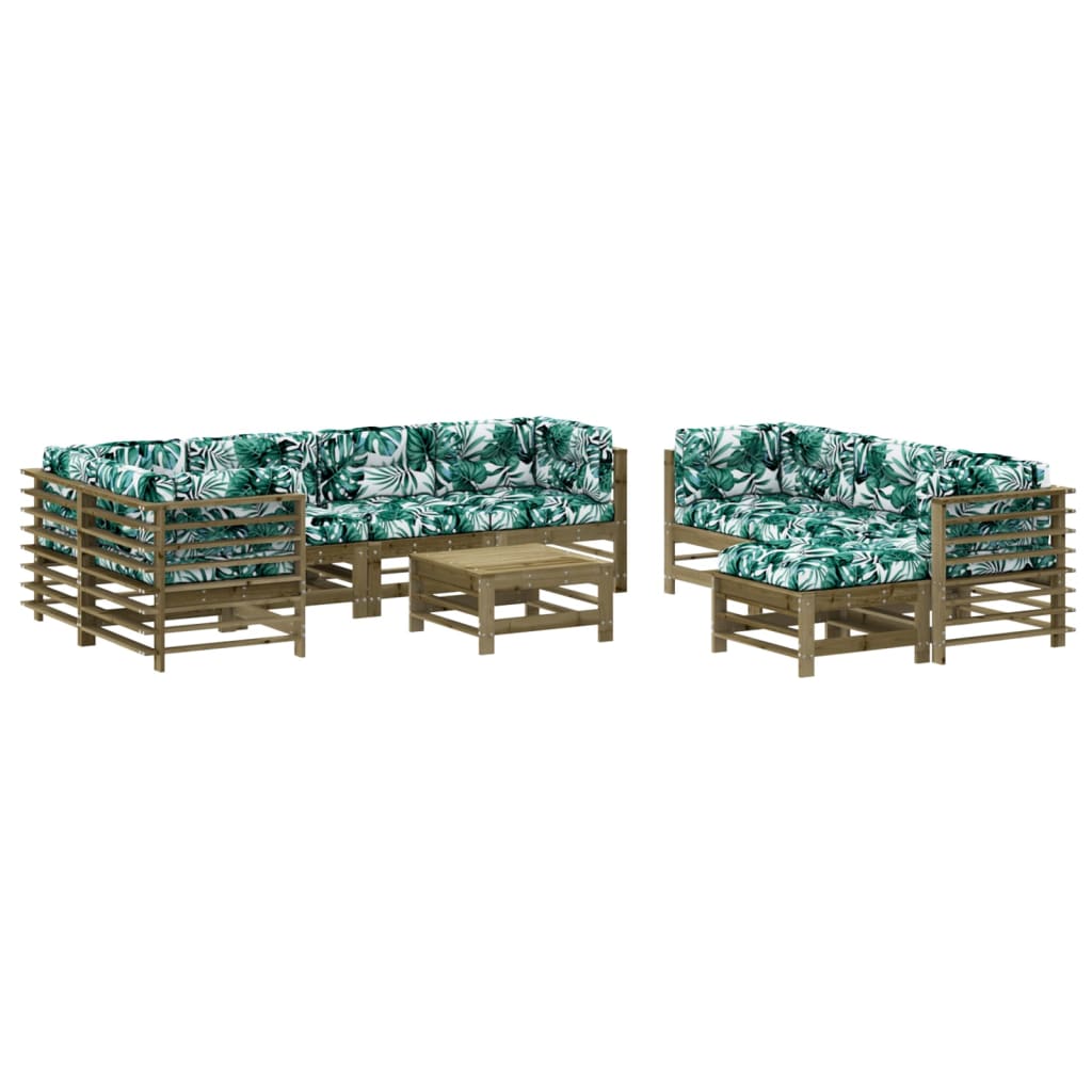 Set Divani da Giardino 10 pz con Cuscini Legno Impregnato Pino - homemem39