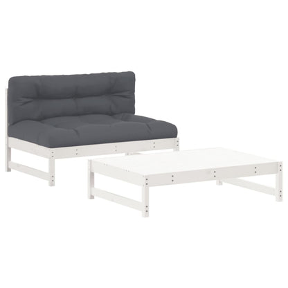 Set Divani da Giardino 2pz con Cuscini in Legno Massello Bianco - homemem39