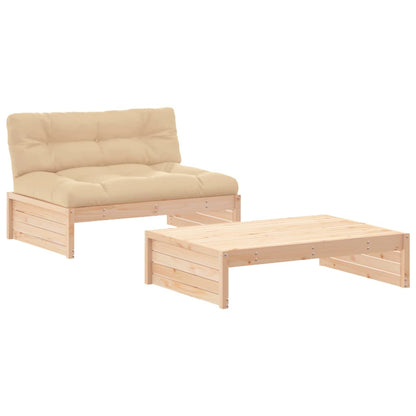 Set Divani da Giardino 2 pz con Cuscini in Legno Massello - homemem39