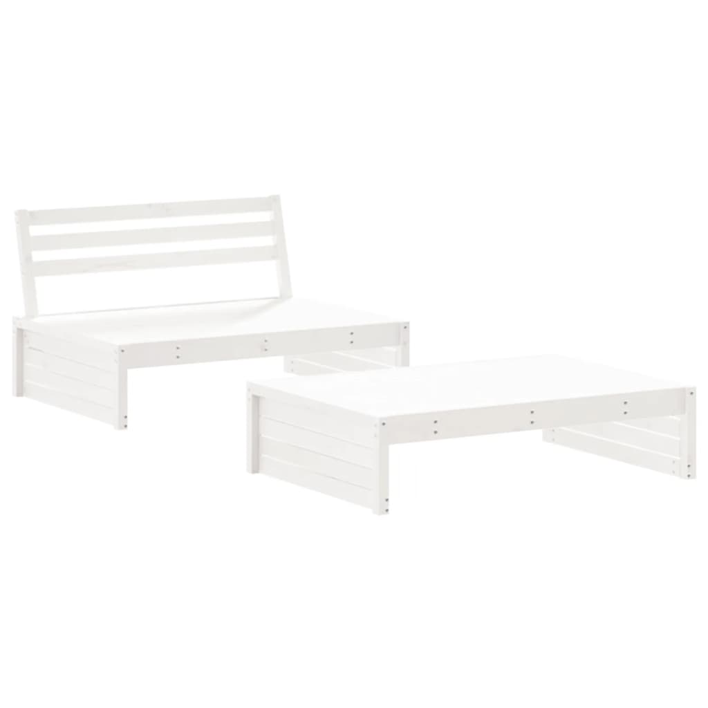 Set Divani da Giardino 2pz con Cuscini in Legno Massello Bianco - homemem39