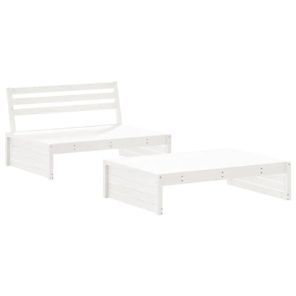 Set Divani da Giardino 2pz con Cuscini in Legno Massello Bianco - homemem39