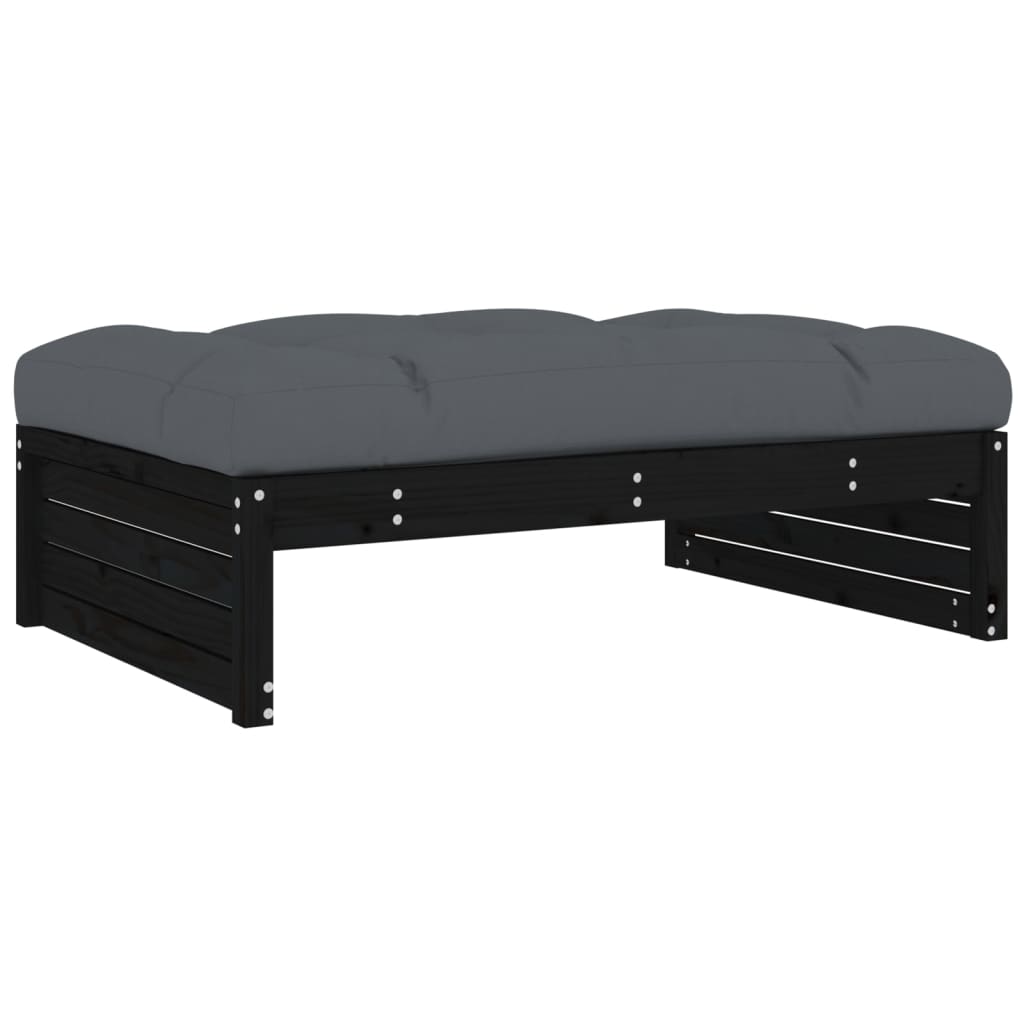 Set Divani da Giardino 2 pz con Cuscini in Legno Massello Nero - homemem39