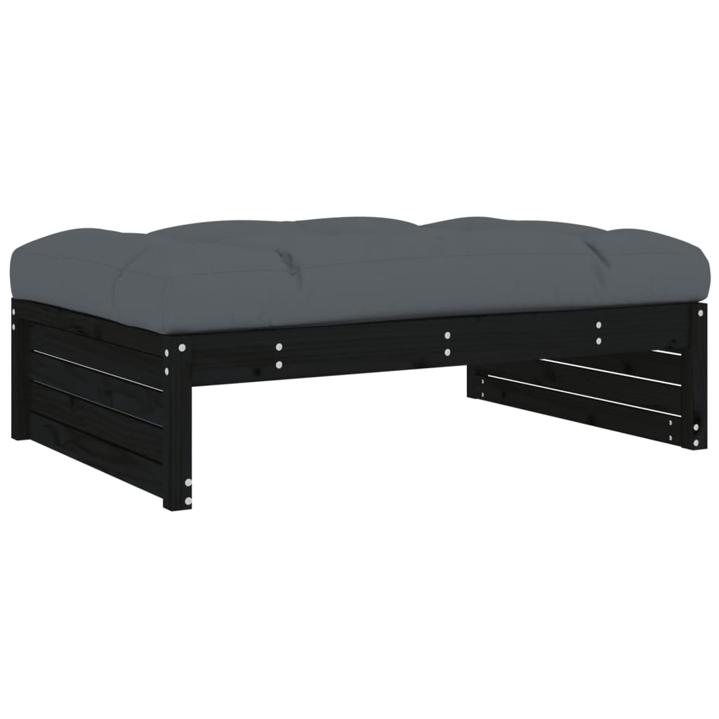 Set Divani da Giardino 5 pz con Cuscini in Legno Massello Nero - homemem39