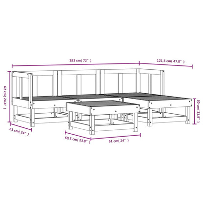 Set Salotto da Giardino 5 pz in Legno Impregnato di Pino | homemem39