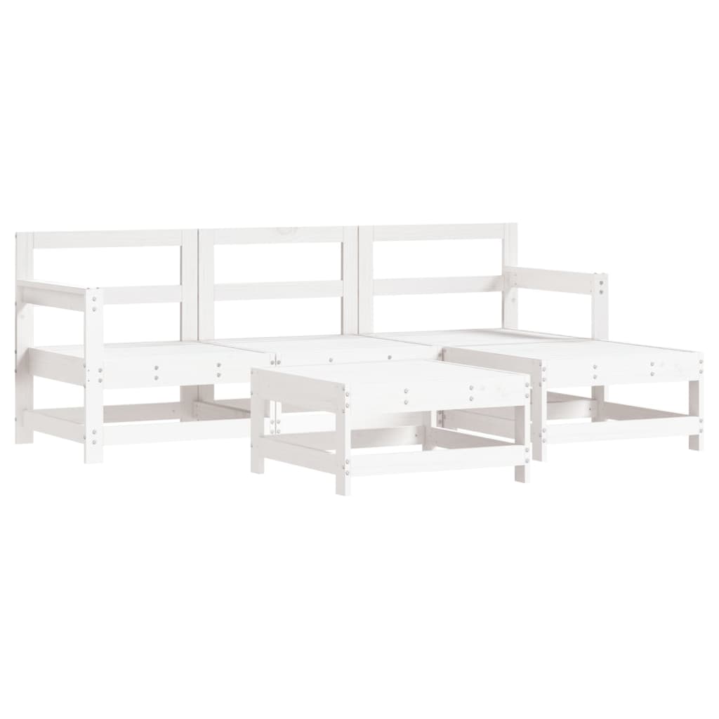 Set Salotto da Giardino 5 pz Bianco in Legno Massello di Pino | homemem39