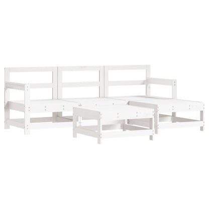 Set Salotto da Giardino 5 pz Bianco in Legno Massello di Pino | homemem39