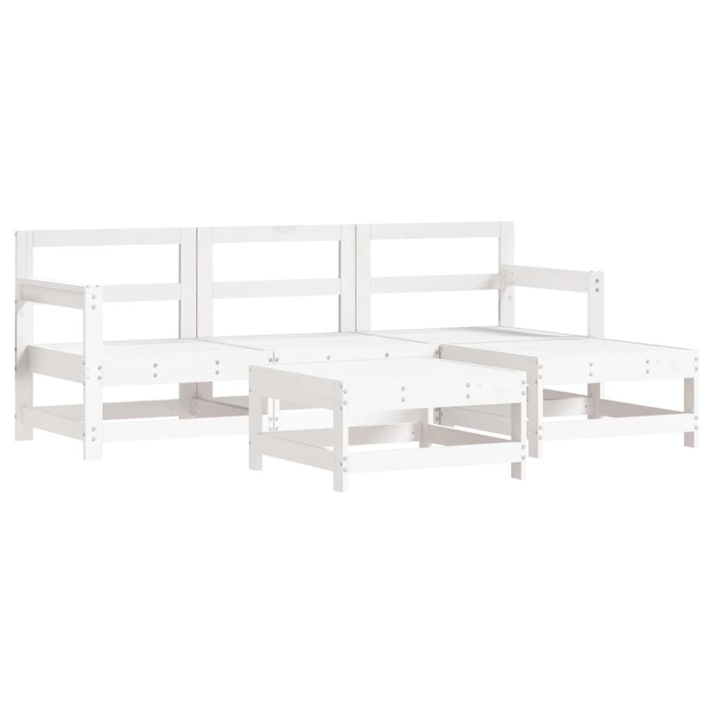 Set Salotto da Giardino 5 pz Bianco in Legno Massello di Pino - homemem39