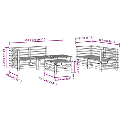 Set Salotto da Giardino 6 pz in Legno Massello di Pino | homemem39