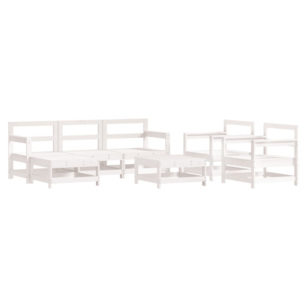 Set Salotto da Giardino 7 pz Bianco in Legno Massello di Pino - homemem39