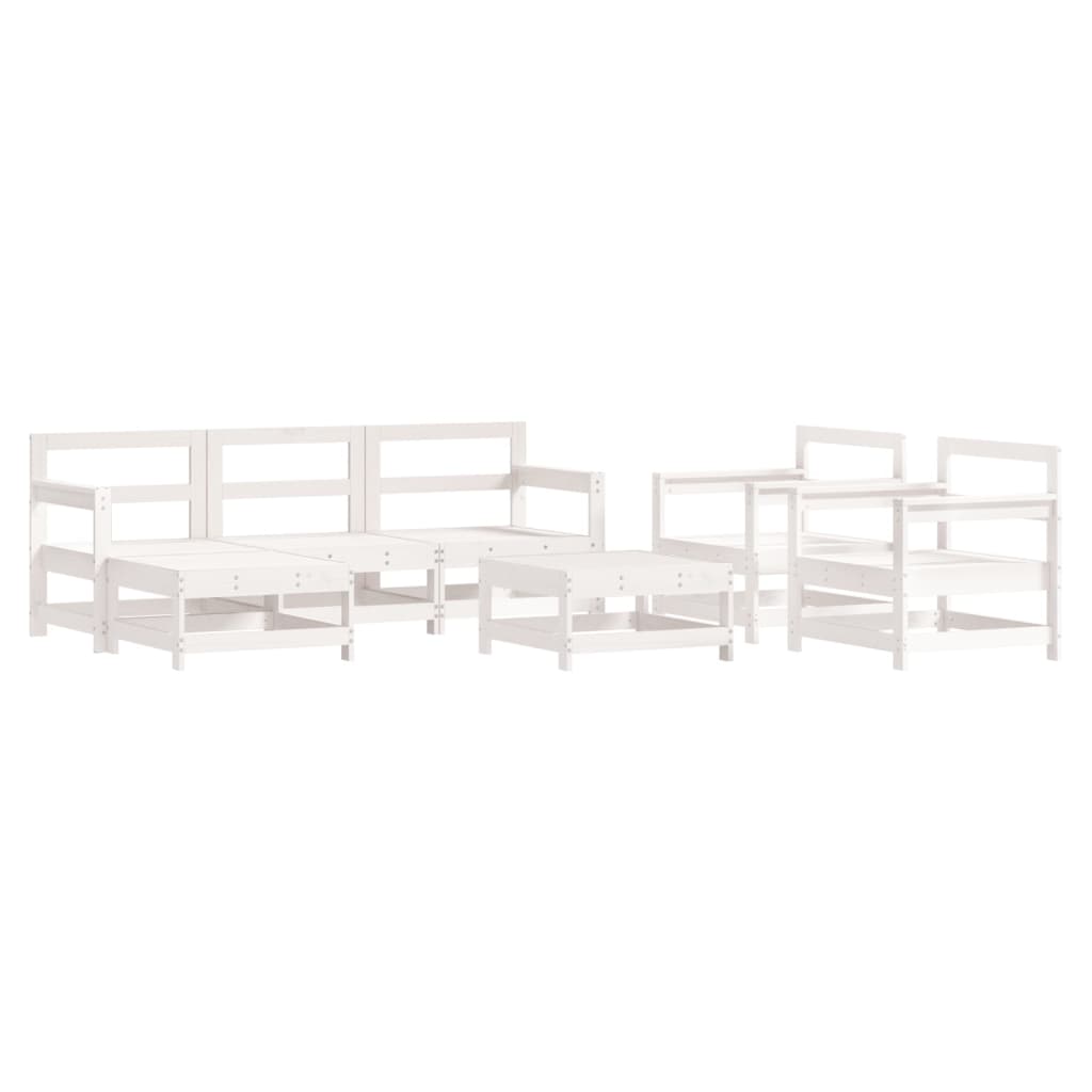 Set Salotto da Giardino 7 pz Bianco in Legno Massello di Pino - homemem39