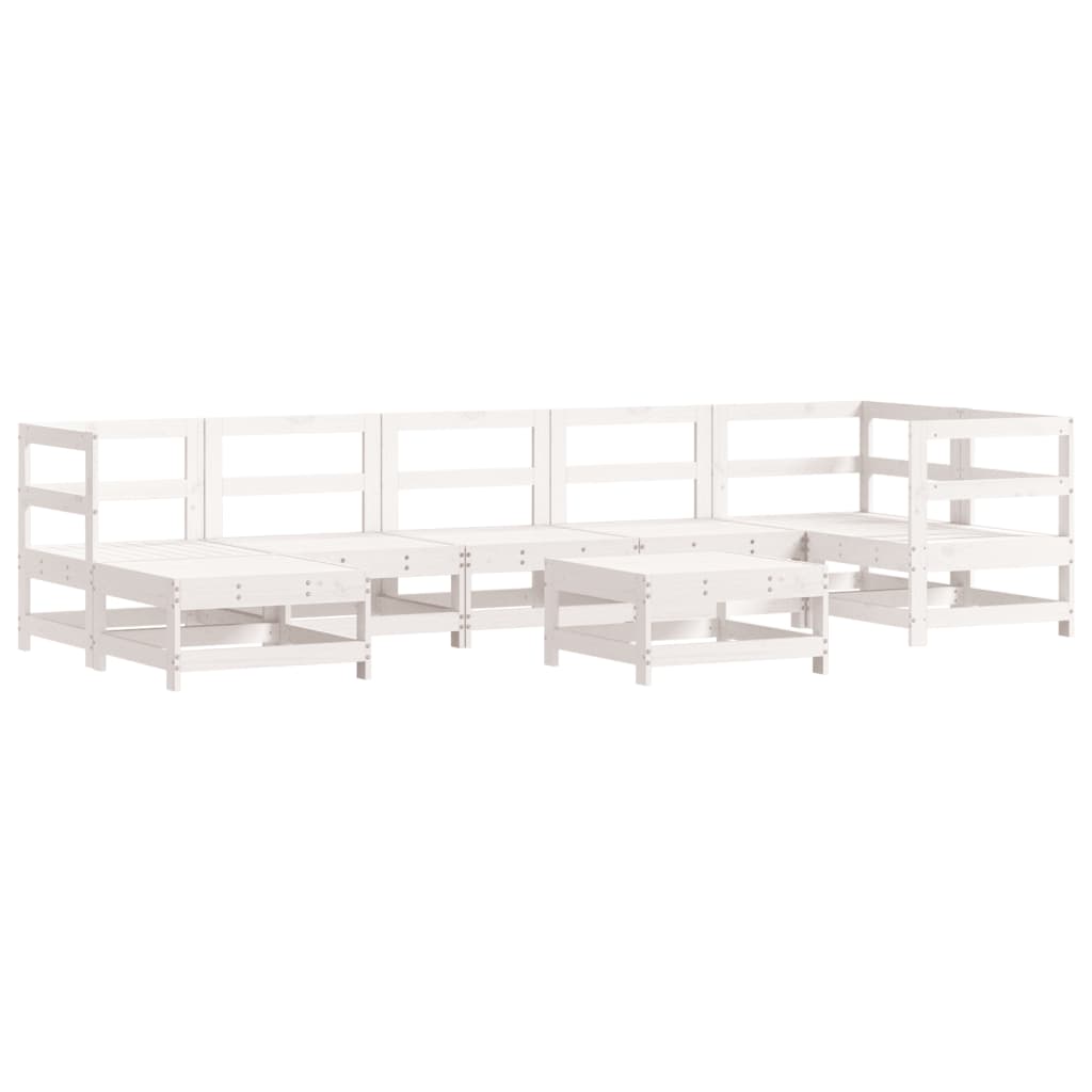 Set Salotto da Giardino 8 pz in Legno Massello di Pino Bianco - homemem39