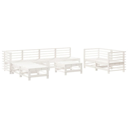 Set Salotto da Giardino 9 pz Bianco in Legno Massello di Pino - homemem39