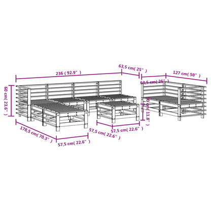 Set Salotto da Giardino 9 pz in Legno Massello di Douglas | homemem39