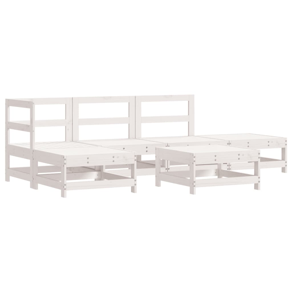 Set Salotto da Giardino 6 pz Bianco in Legno Massello di Pino | homemem39