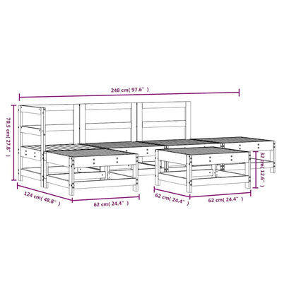Set Salotto da Giardino 6 pz Bianco in Legno Massello di Pino | homemem39