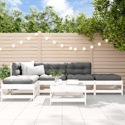 Set Salotto da Giardino 6 pz Bianco in Legno Massello di Pino