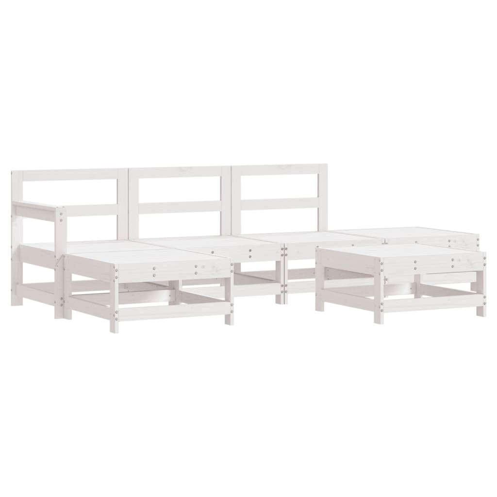 Set Salotto da Giardino 6 pz Bianco in Legno Massello di Pino - homemem39