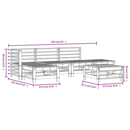 Set Salotto da Giardino 6 pz in Legno Massello di Pino | homemem39