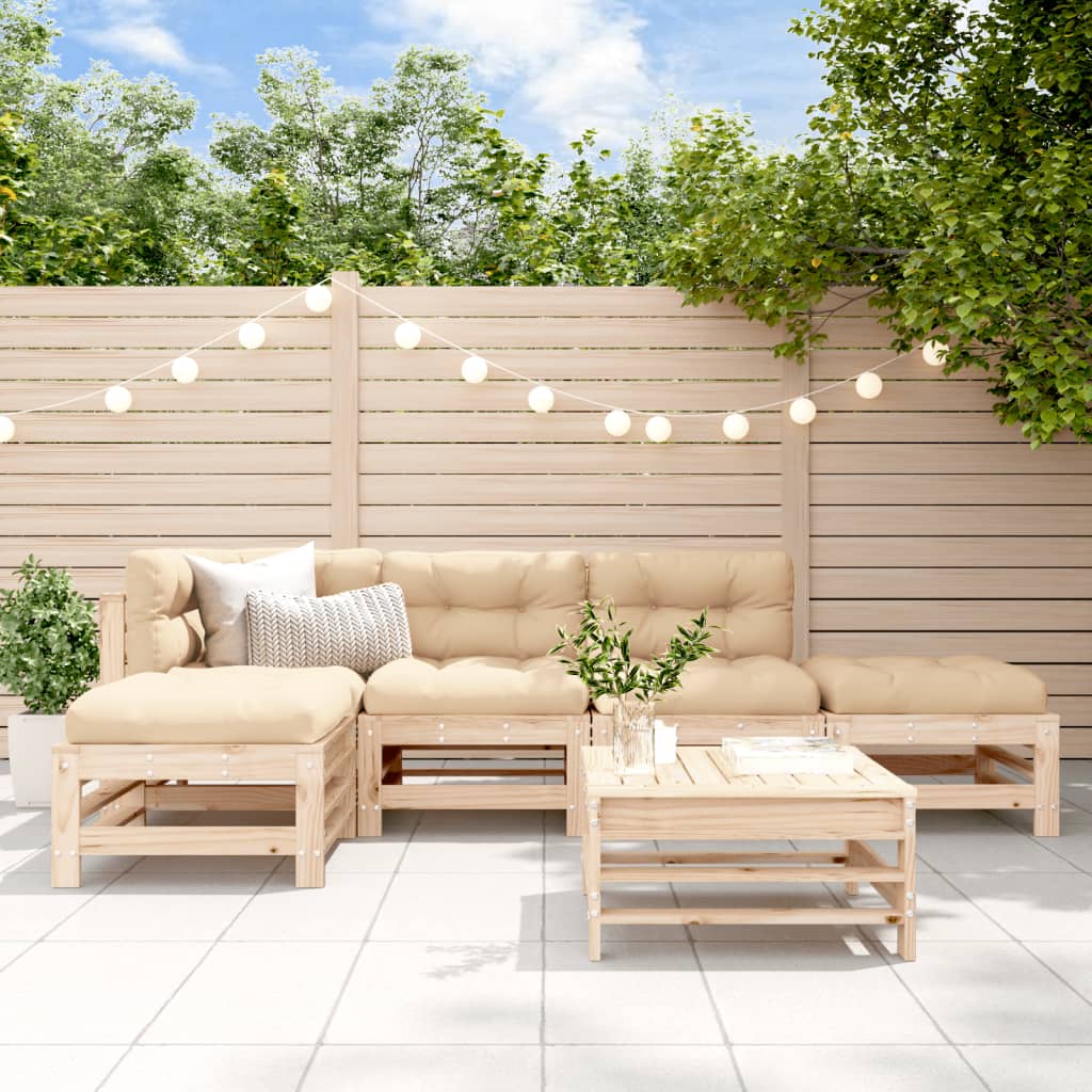 Set Salotto da Giardino 6 pz in Legno Massello di Pino | homemem39