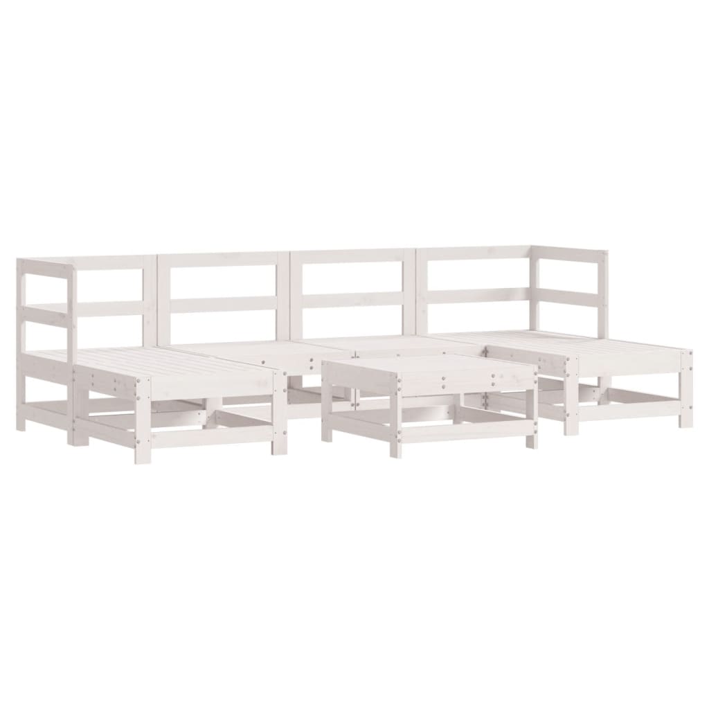 Set Salotto da Giardino 7 pz Bianco in Legno Massello di Pino - homemem39