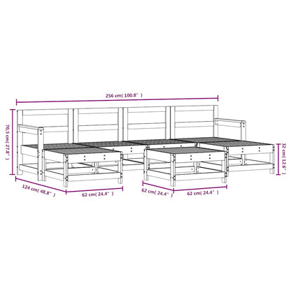 Set Salotto da Giardino 7 pz Bianco in Legno Massello di Pino | homemem39