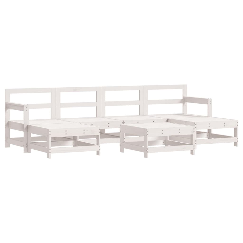 Set Salotto da Giardino 7 pz Bianco in Legno Massello di Pino - homemem39