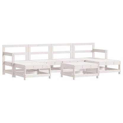 Set Salotto da Giardino 7 pz Bianco in Legno Massello di Pino - homemem39