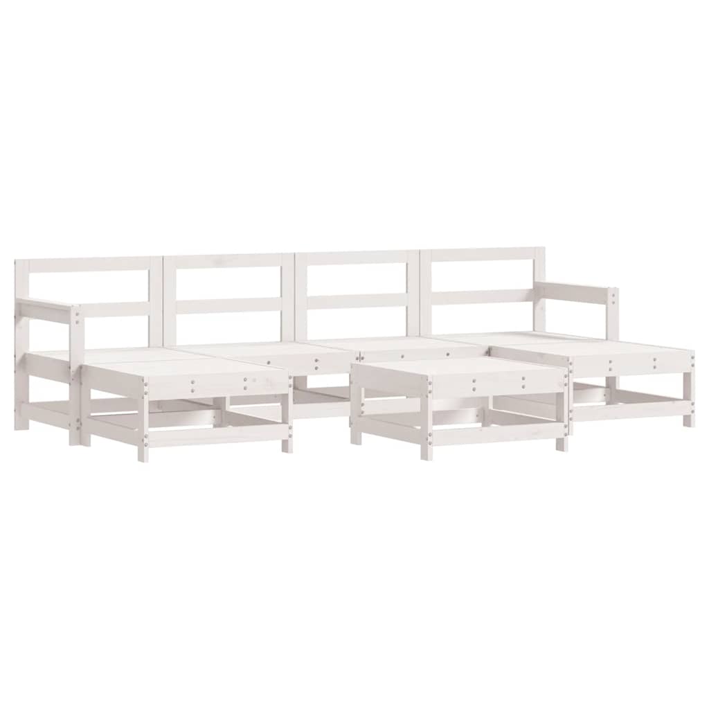 Set Salotto da Giardino 7 pz Bianco in Legno Massello di Pino | homemem39