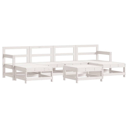 Set Salotto da Giardino 7 pz Bianco in Legno Massello di Pino | homemem39