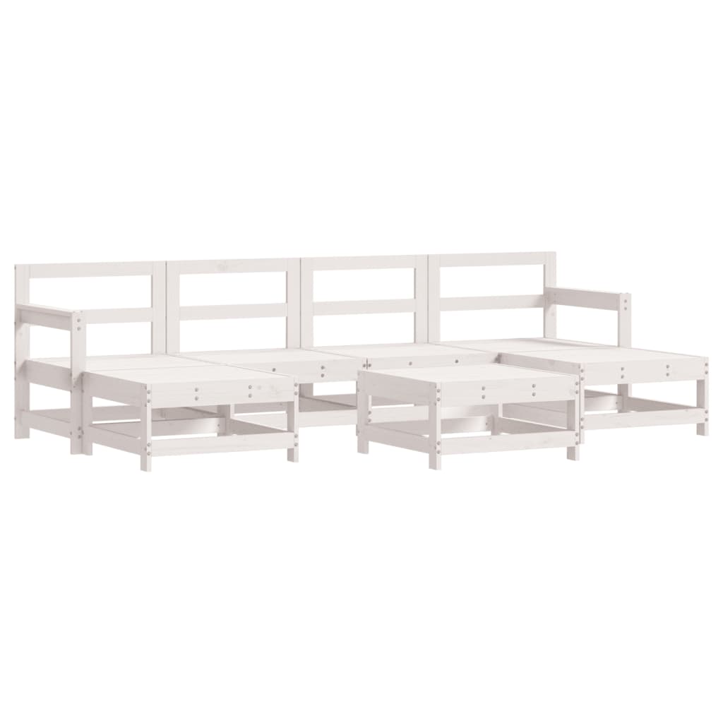 Set Salotto da Giardino 7 pz Bianco in Legno Massello di Pino - homemem39