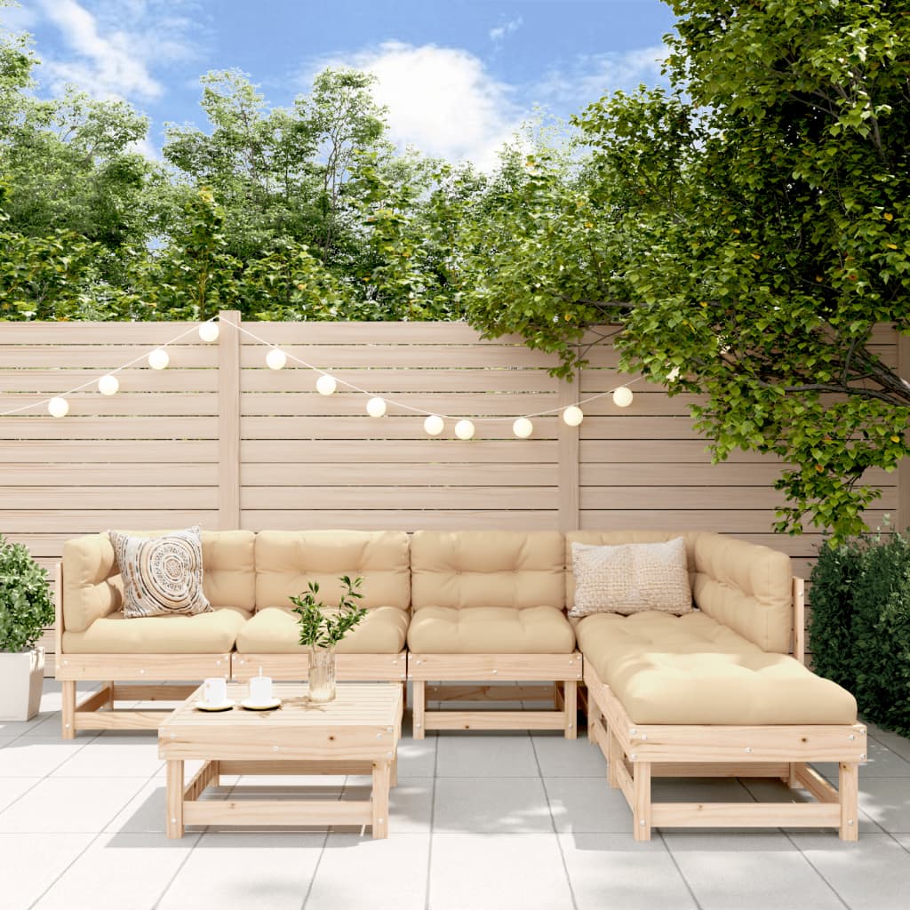 Set Salotto da Giardino 7 pz in Legno Massello di Pino