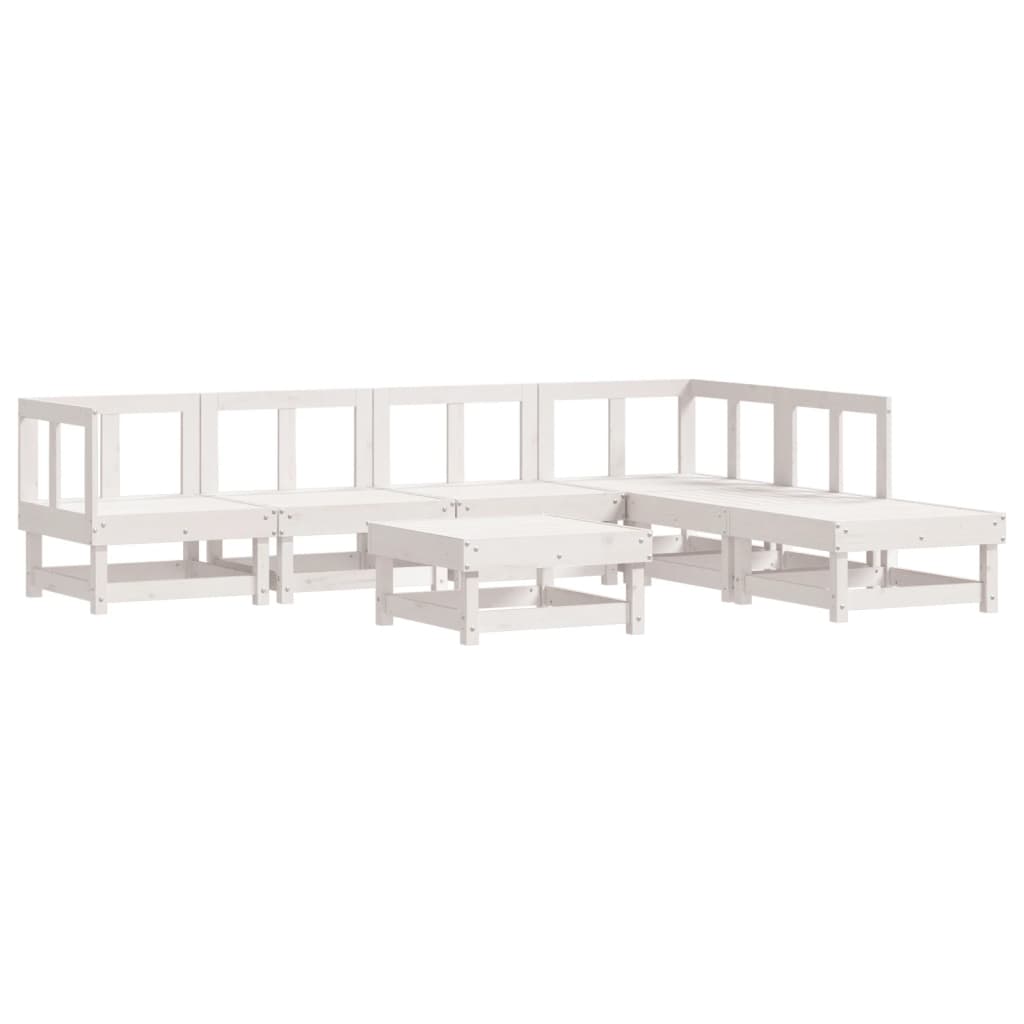 Set Salotto da Giardino 7 pz Bianco in Legno Massello di Pino | homemem39