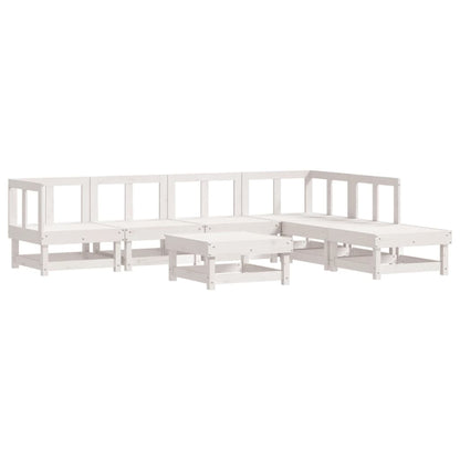 Set Salotto da Giardino 7 pz Bianco in Legno Massello di Pino | homemem39