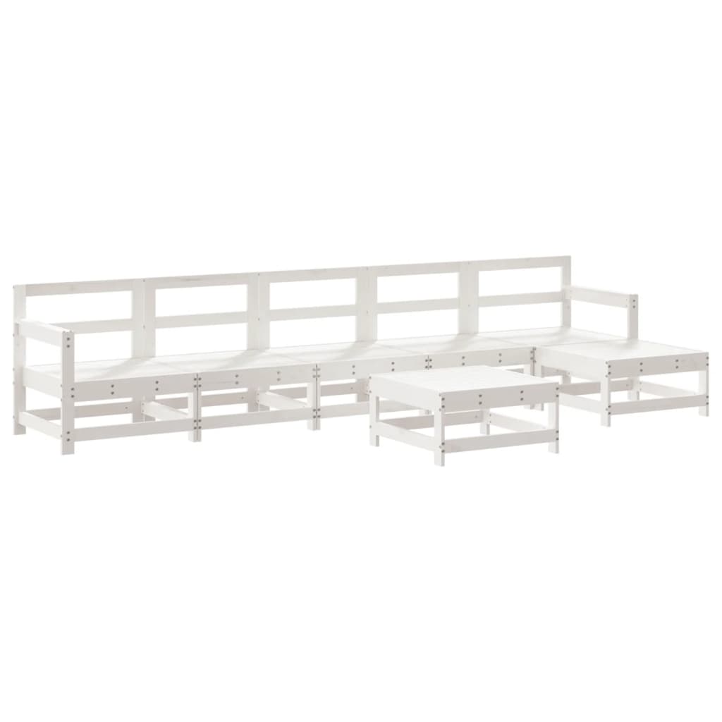 Set Salotto da Giardino 7 pz Bianco in Legno Massello di Pino - homemem39
