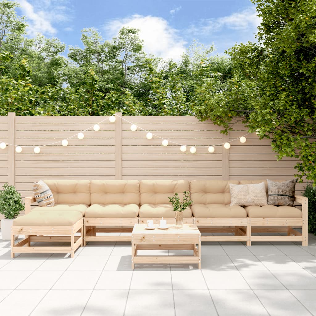 Set Salotto da Giardino 7 pz in Legno Massello di Pino | homemem39