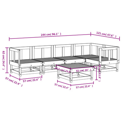 Set Salotto da Giardino 6 pz in Legno Massello di Pino | homemem39