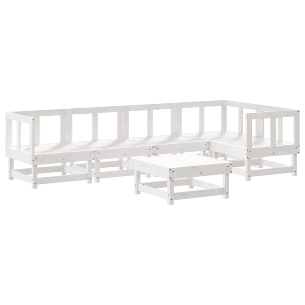 Set Salotto da Giardino 6 pz Bianco in Legno Massello di Pino - homemem39