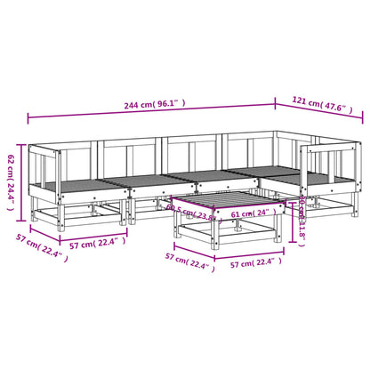 Set Salotto da Giardino 6 pz in Legno Massello di Douglas | homemem39