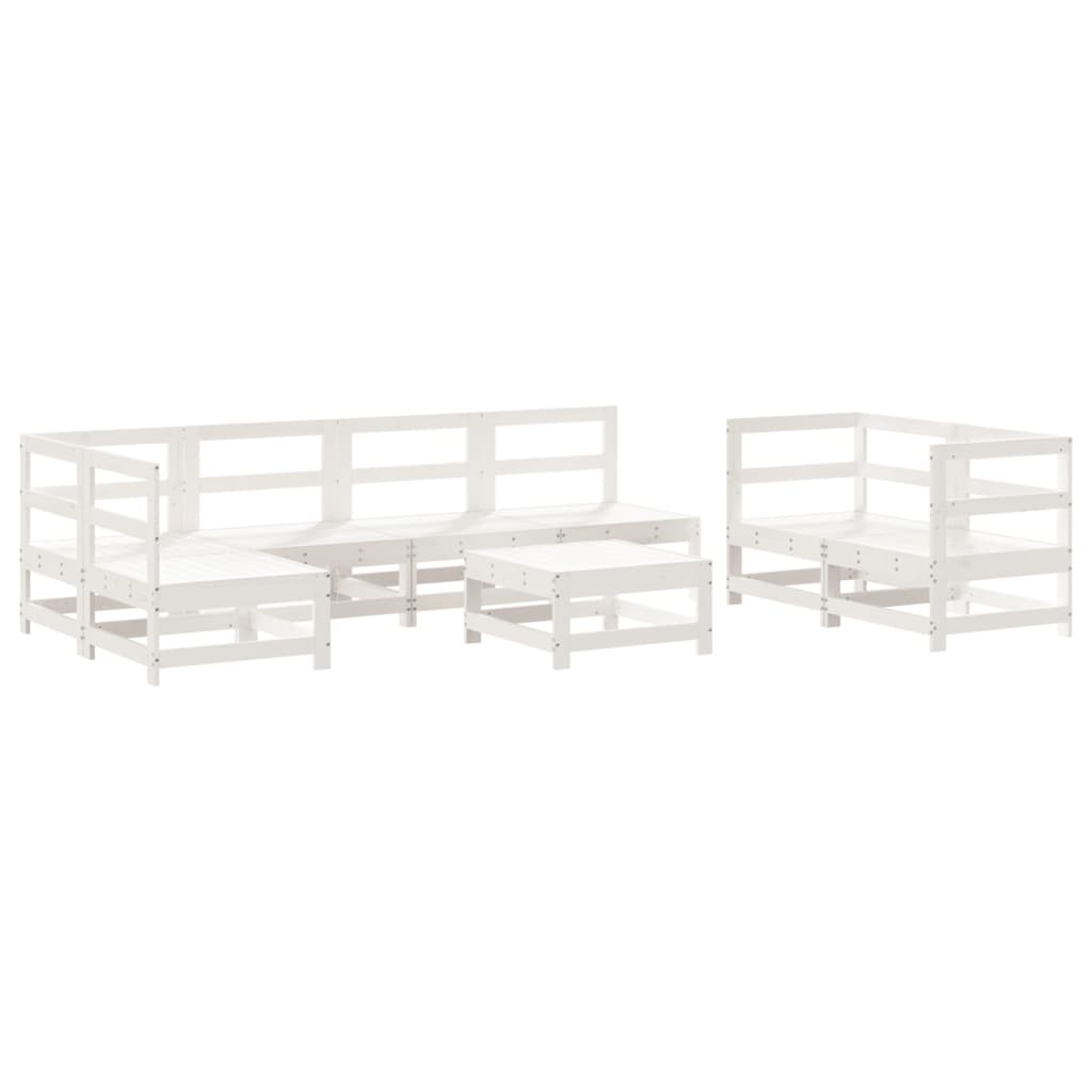 Set Salotto da Giardino 8 pz in Legno Massello di Pino Bianco