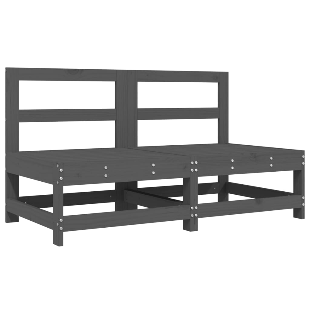 Set Salotto da Giardino 6 pz Grigio in Legno Massello di Pino - homemem39