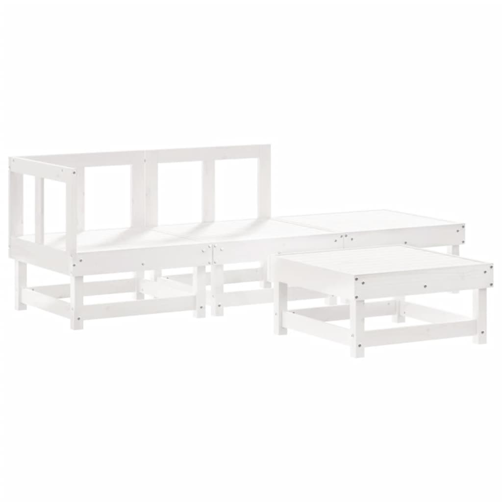 Set Salotto da Giardino 4 pz Bianco in Legno Massello di Pino | homemem39