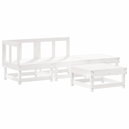 Set Salotto da Giardino 4 pz Bianco in Legno Massello di Pino | homemem39