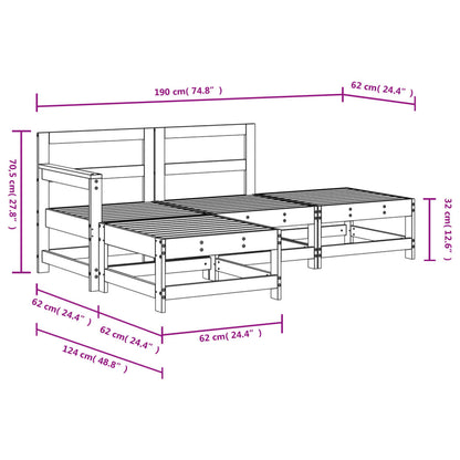 Set Salotto da Giardino 4 pz in Legno Massello di Douglas