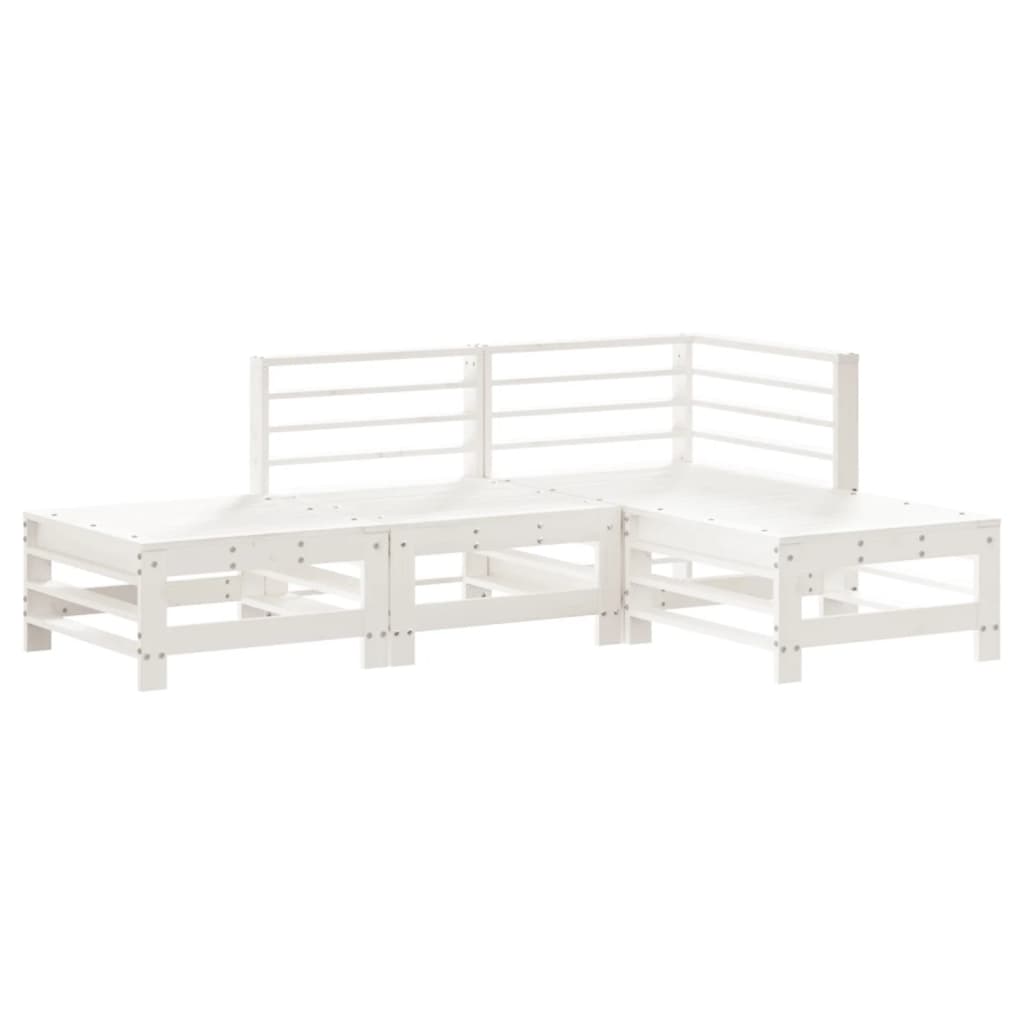 Set Salotto da Giardino 4 pz Bianco in Legno Massello di Pino