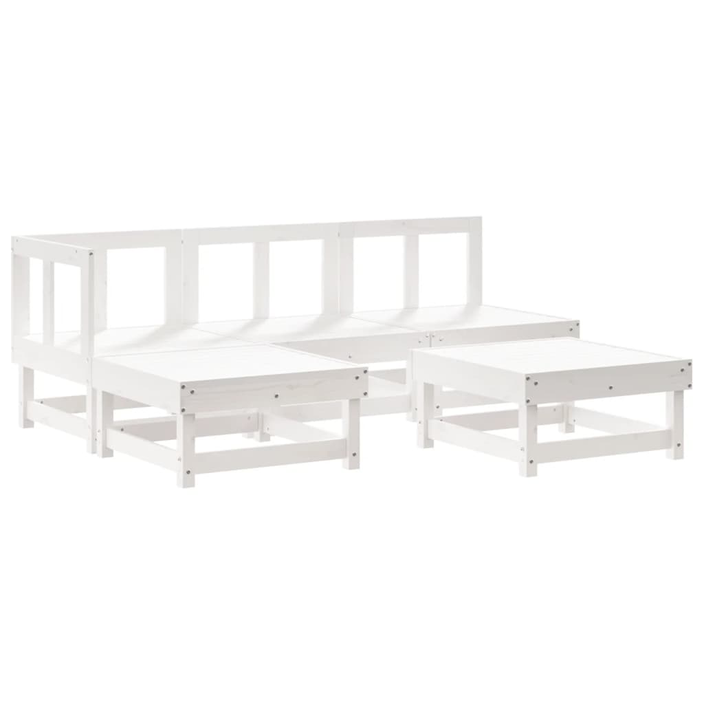 Set Salotto da Giardino 5 pz Bianco in Legno Massello di Pino - homemem39