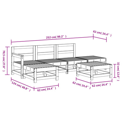 Set Salotto da Giardino 6 pz in Legno Massello di Pino | homemem39