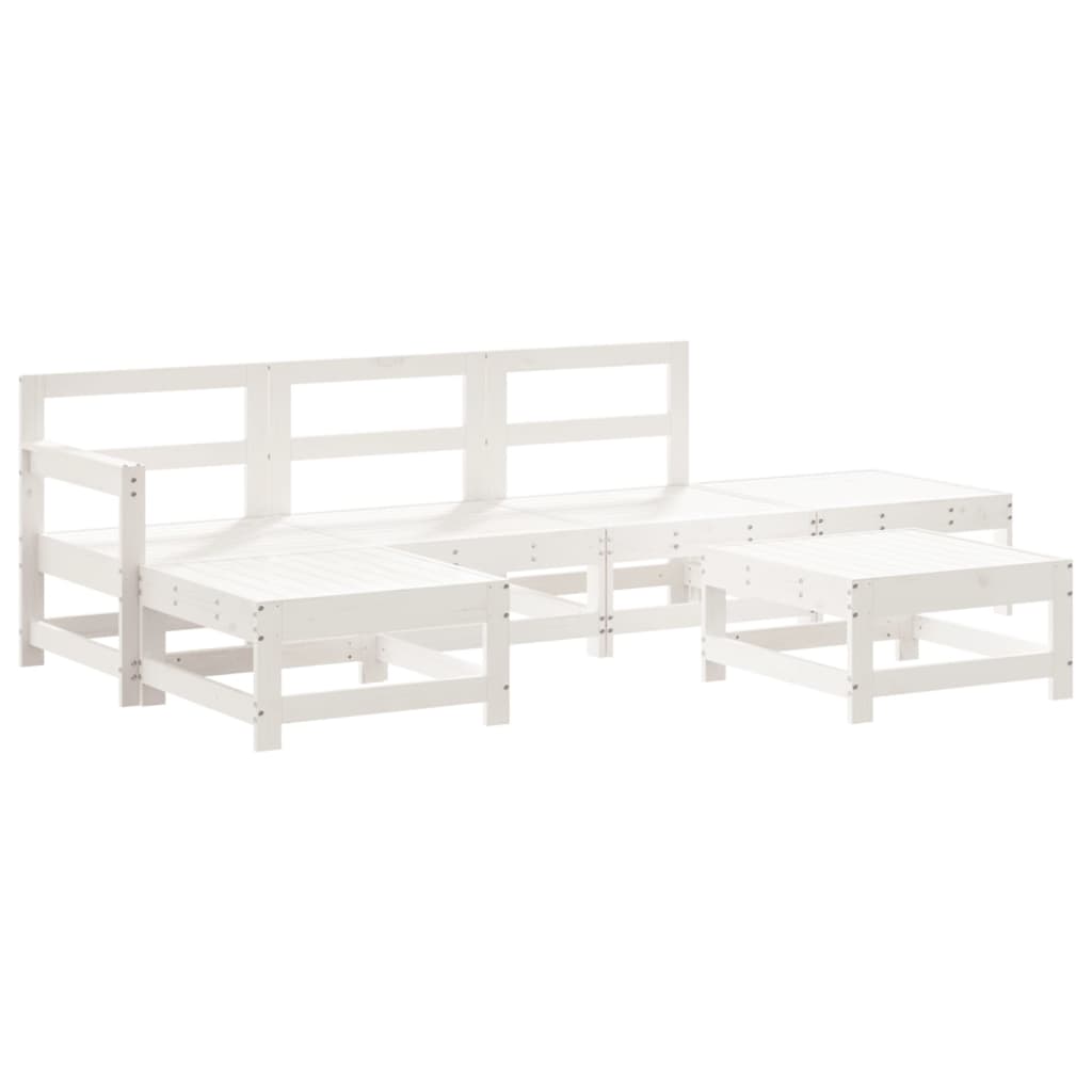 Set Salotto da Giardino 6 pz Bianco in Legno Massello di Pino - homemem39