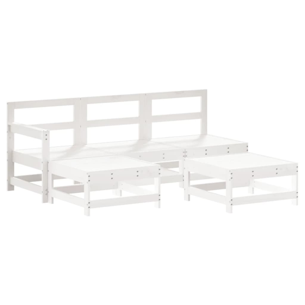 Set Salotto da Giardino 5 pz Bianco in Legno Massello di Pino - homemem39